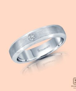 แหวนชาย Comfort Fit Satin Brushed Cut Corner