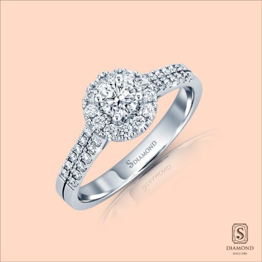 แหวนแต่งงาน Halo Diamond Double Band