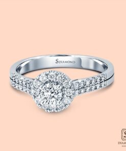 Alternative view of แหวนแต่งงาน Halo Diamond Double Band