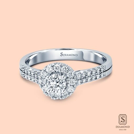 แหวนแต่งงาน Halo Diamond Double Band - Image 2