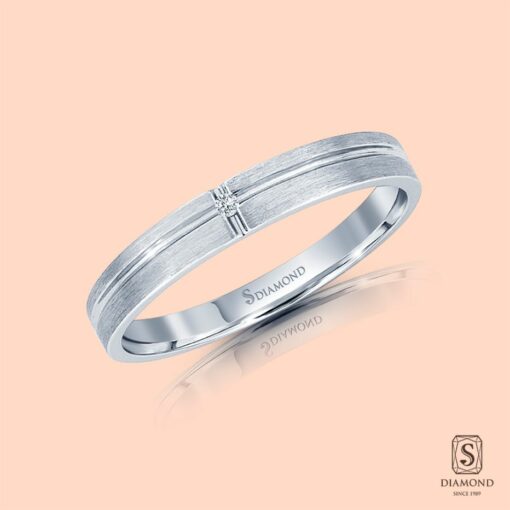 แหวนชาย Crossed Brushed Single Diamond