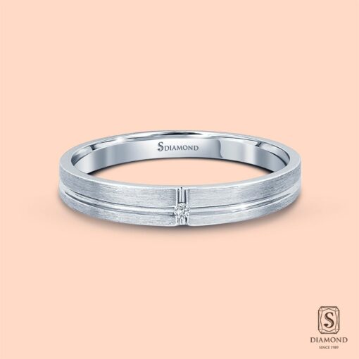 แหวนชาย Crossed Brushed Single Diamond - Image 2