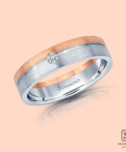 แหวนชาย Two-Tone Brushed Single Diamond