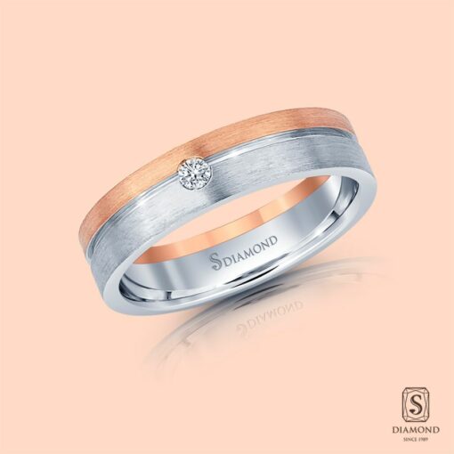 แหวนชาย Two-Tone Brushed Single Diamond