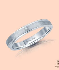 แหวนชาย Cross Satin Step Single Diamond Mini