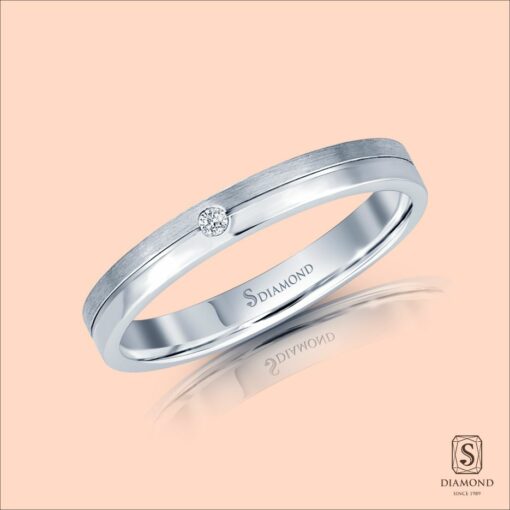 แหวนชาย Half Satin Single Diamond - Image 2