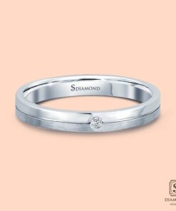 แหวนชาย Half Satin Single Diamond