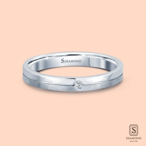 แหวนชาย Half Satin Single Diamond