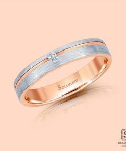 แหวนชาย Rose Gold White Satin Single Diamond