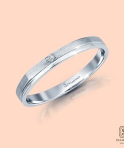 แหวนชาย Slim White Satin Single Diamond