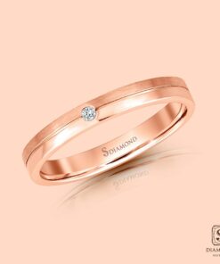 แหวนชาย Half Satin Rose Gold Single Diamond